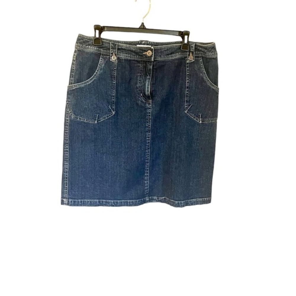 Christopher &‎ Banks Women Size 14 Medium Wash 1% Spandex Jean Skirt